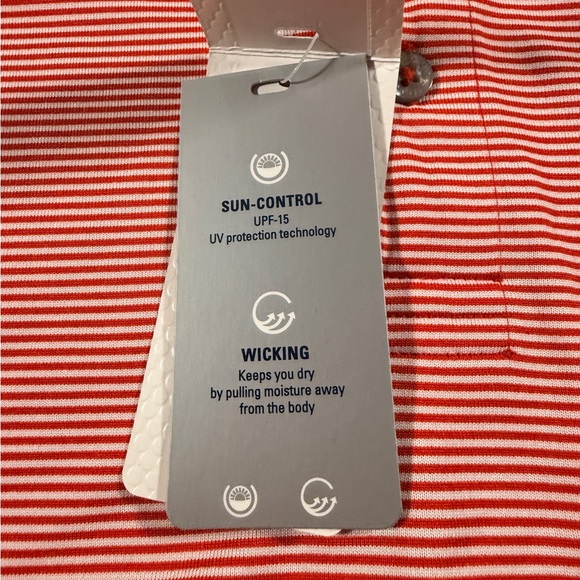 NWT Izod  Golf Short Sleeve Polo Men's Red Striped Golf Size Large - Picture 6 of 14